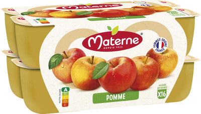 MATERNE Compotes Coupelles Pomme Nature 16x100g