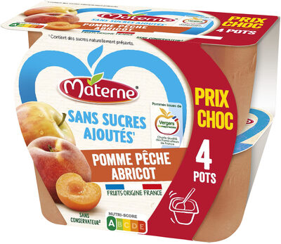 MATERNE Compotes Coupelles Pomme Pêche Abricot 4x100g Prix Choc