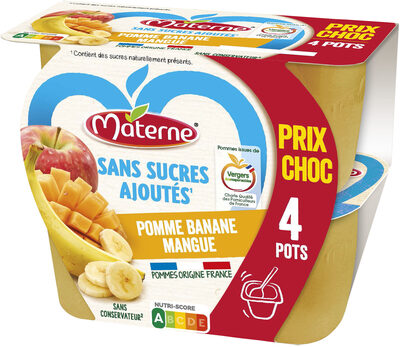 MATERNE Compotes Coupelles Pomme Banane Mangue 4x100g Prix Choc
