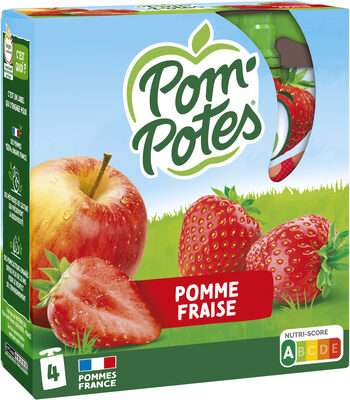POM'POTES Compotes Gourdes Pomme Fraise 4x90g