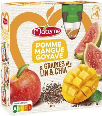 MATERNE Compotes Graines Lin&Chia Pomme Mangue Goyave 4x90g
