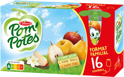 POM'POTES Compotes Pomme, P. Poire, P. Van 16x90g Format Familial