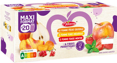 MATERNE Compotes Gourdes Prébiotiques Trivariétés 20x90g