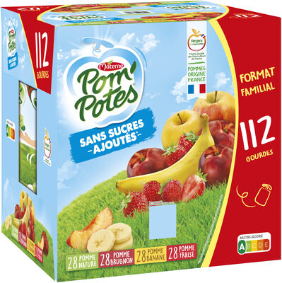 POM'POTES Compotes Pomme, P.Brug, P.Ban, P.Frs 112x90g Format Familial