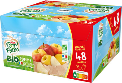 POM'POTES Compotes Gourdes BIO Pomme Nature 48x90g Format Familial