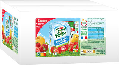 POM'POTES Compote Gourdes Sans Sucres Ajoutés Pomme Fraise 12x(4x90g)