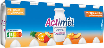 Actimel aro goût multifruits et pêche-gelee royale 100 g x 12
