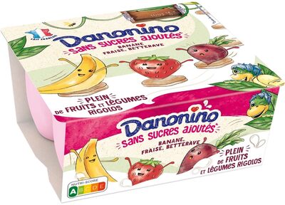 Danonino sans sucres ajoutes banane fraise betterave 90 g x 4