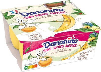 Danonino sans sucres ajoutes banane fleur d'oranger 90 g x 4