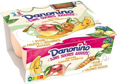 Danonino sans sucres ajoutes banane mangue carotte 90 g x 4