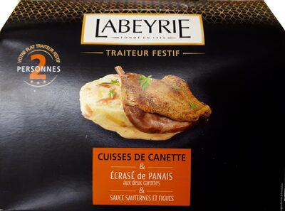 Cuisses de canette & écrasé de panais aux carottes jaunes et oranges, sauce Sauternes et figues
