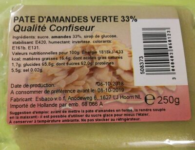 Pâte d'amandes rose 33 % Qualité confiseur