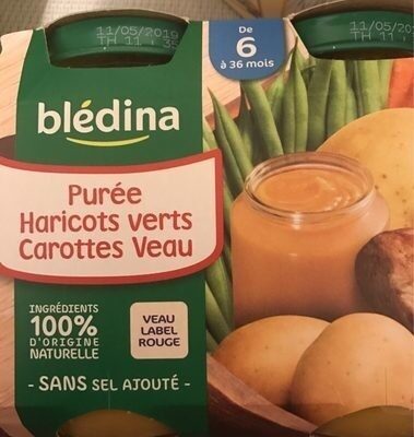 Blédina haricots verts carotte veau 2x200g dès 6 mois