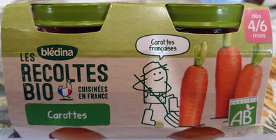 BLEDINA LES RECOLTES BIO Carottes 2x130g Dès 4/6 Mois