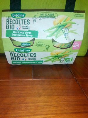BLEDINA LES RECOLTES BIO Haricots Verts Pommes de Terre 2x130g Dès 4/6 Mois