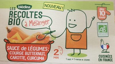 LES RECOLTES BIO à mélanger 2x150g Sauce de Légumes Courge Butternut, Carotte, Curcuma Dès 10 mois