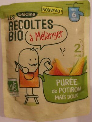 LES RECOLTES BIO à mélanger Sachet 130g Purée de Potiron Maïs Doux Dès 6 mois