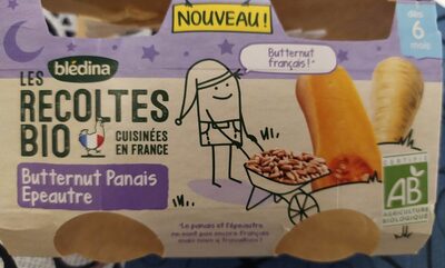 BLEDINA LES RECOLTES BIO Butternut Panais Epeautre 2x130g Dès 6 Mois