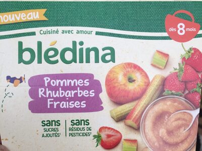 BLEDINA COUPELLES FRUITS Pommes Rhubarbes Fraises 4x100g Dès 8 Mois