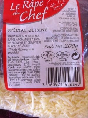 Râpé du chef spécial cuisine