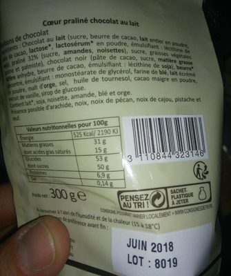 Coeur praliné chocolat au lait