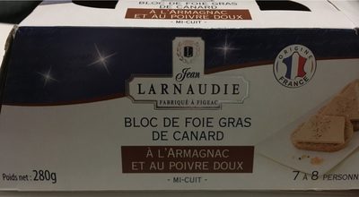 Bloc de foie gras de canard à l'Armagnac et au poivre doux
