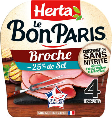 HERTA Jambon à la Broche sel réduit sans nitrite x4-140g