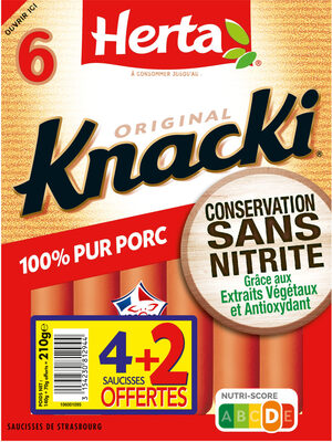 HERTA KNACKI ORIGINAL Saucisses Sans Nitrite x6 LOT4+2