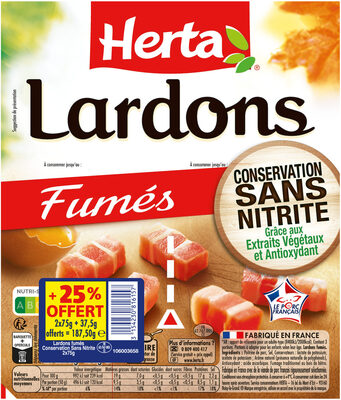 HERTA Lardons Fumés CSN +25% Offert - 2X94G