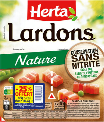 HERTA Lardons Nature CSN +25% Offert - 2X94G