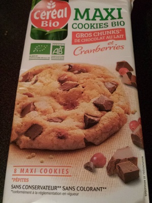 Maxi Cookies Bio Chocolat au lait et cranberries