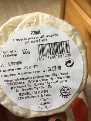 Perail - Fromage de brebis au lait pasteurisé