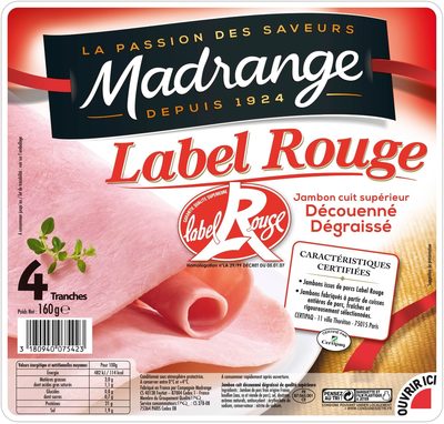 Jambon cuit supérieur Label Rouge sans couenne