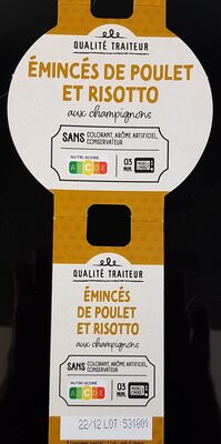 Émincés de poulet et risotto aux champignons