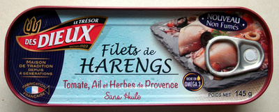 Filets de harengs (Tomate, Ail et Herbes de Provence, Sans Huile)