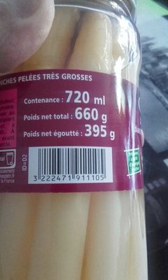 Asperges blanches pelées très grosses