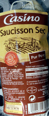 Saucisson sec pur porc qualité supérieure
