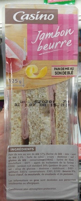 Sandwich Jambon beurre Pain de mie au son de blé