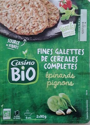 2 Fines galettes de céréales complètes Epinards Pignons BIO