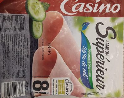 Jambon Supérieur découenné dégraissé -25% de sel par rapport à la moyenne des jambons cuits supérieurs du marché