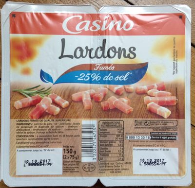 Lardons fumés qualité supérieure 25% de sel en moins