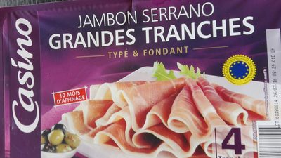 Jambon Serrano grandes tranches sans conservateur