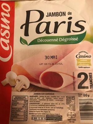 Jambon de Paris supérieure Découenné Dégraissé 2 tranches