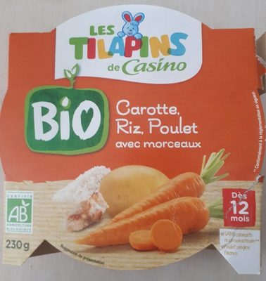 Carotte riz poulet avec morceaux BIO 12 mois