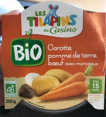 Carotte, pomme de terre, bœuf Bio, avec morceaux