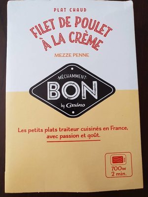 Filet de poulet à la crème et penne mezze penne