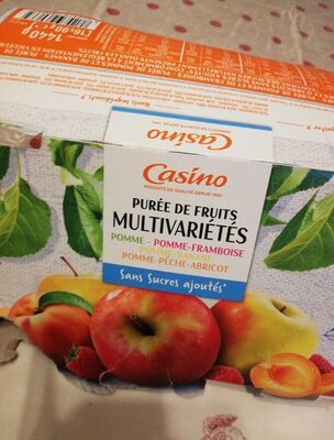 Purée de fruits multivariétés Pomme - Pomme-Framboise - Pomme-Banane - Pomme-Pêche-Abricot sans sucres ajoutés