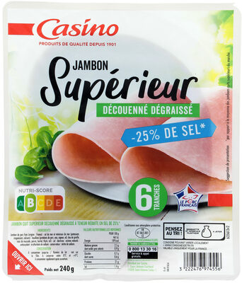 Jambon Supérieur Découenné Dégraissé 25 % de sel