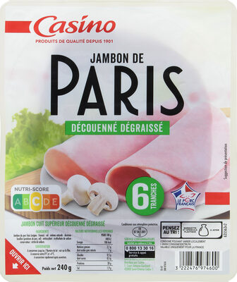 Jambon de Paris Découenné Dégraissé 6 tranches