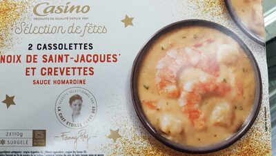2 Cassolettes noix de SaintJacques et crevettes sauce homardine